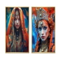 thumbnail image 2 of Designart "Spiritual Festivities Vibrant Slavic Portraits IX" Boho Woman Framed Wall Art Set Of 2 - Glam Red Framed Canvas Set For Living Room Decor, 2 of 6