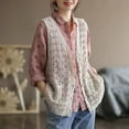 thumbnail image 2 of idosla Womens Floral Crochet Lace Boho Trim Sleeveless Open Front Vest Cardigan (Beige, One Size), 2 of 5