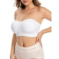 thumbnail image 4 of Gustave 3 Pack Strapless Bandeau Bra for Women Non-Slip Seamless Padded Bralette Wireless Tube Top Bras with Removable Pads Clear Straps, 4 of 12