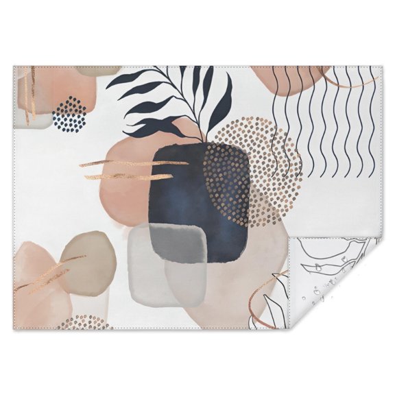 Blue Boho Abstract and Plant Pattern Rectangle Tablecloth 60"x84",Waterproof Polyester Rectangle Table Cloth, Wipeable Spillproof Polyester Tablecloth for Dining, Camping, Indoor and Outdoor