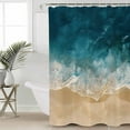 thumbnail image 6 of Shower Curtains Sea Beach Bath Curtain Waves Splash Waterproof Bathroom Shower Curtain Set with Hooks Decoration 72 x 84 Inches, 6 of 7