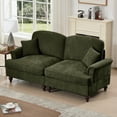 thumbnail image 4 of Elegant Mid Century Two Seater Sofa with Flared Arms and Removable Ruffles Skirts, Soft Chenille Loveseat with Spindle Legs for Living Room or Small Apartment, 4 of 9