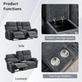thumbnail image 6 of Bonzy Home Power Reclining Loveseat — Fabric Electric Recliner Sofa with Cup Holders, USB-C Charging Ports & Hidden Storage, 2-Seat for Small Living Room/Bedroom, Grey, 6 of 6