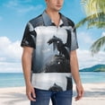 thumbnail image 2 of KLL Men's Hawaiian Shirt Short Sleeve Button Down Beach Shirts-Valley Gray Dragon, 2 of 5