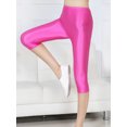 thumbnail image 1 of Neon Short Pants Leggings Shiny Polyester Spandex Capris Colorful High Elastic Casual, 1 of 6