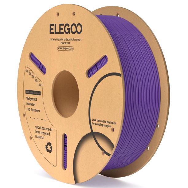 Filamento para impresora 3D ELEGOO PLA de 1,75 mm, color morado, 1 kg