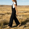 thumbnail image 4 of BLVB Vintage Overalls for Women Tassel Wide Leg Bib Pants Women Adjustable Romper Jumpsuit with Pockets, 4 of 7