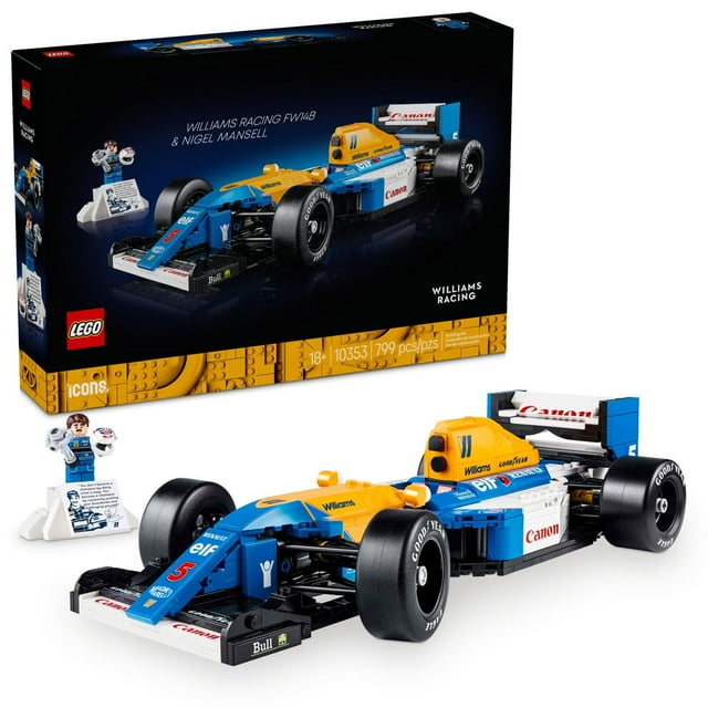 LEGO Icons Williams Racing FW14B & Nigel Mansell Model Car Set, 799 pc.