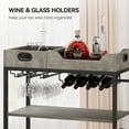 thumbnail image 5 of 3 Tier Bar Carts for The Home, Rustic Brown Bar Cart with Wheels, Two Portable Trays, Wine Rack, Glasses Holder, Industrial Serving Cart for Kichen, Living Room, Dining Room, 5 of 9