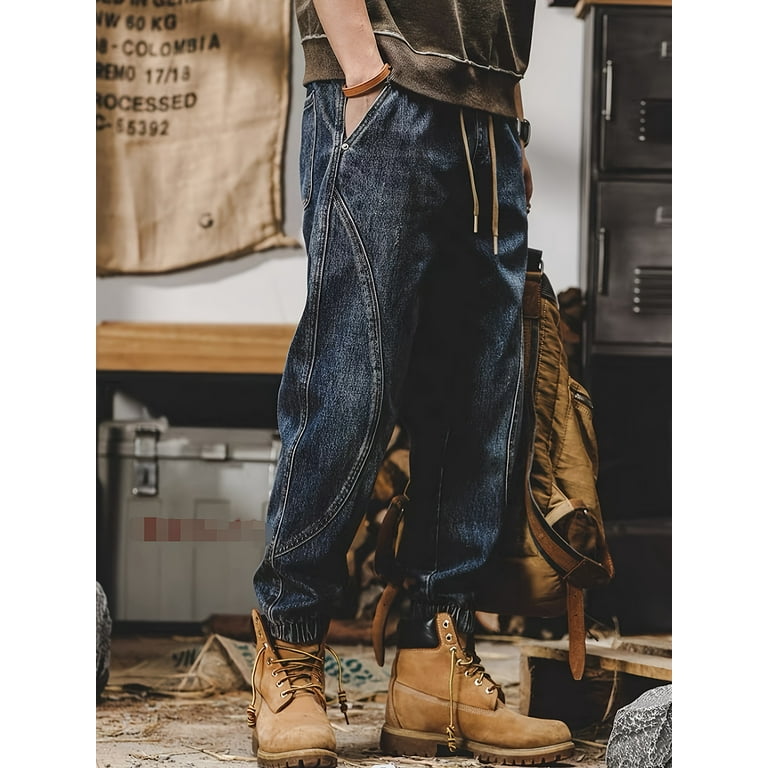 Men's Casual Comfy Cotton Jeans Chic Vintage Style Cropped Jeans