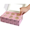 thumbnail image 4 of mudrit Cupcake and Muffin Boxes (Pack of 20), Fits 6 Treats comes with Insert trays, Tags and Twine: Pink, 4 of 6