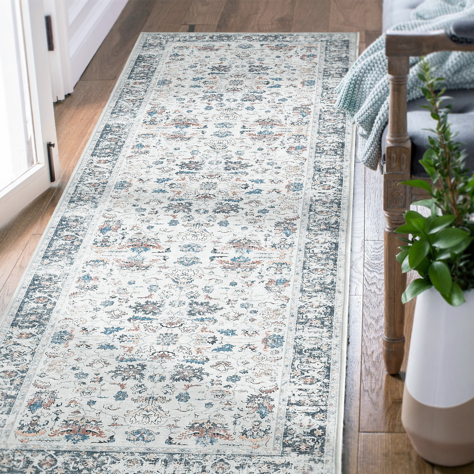 Jinchan Hallway Rugs 2x10 Gray Runner Rug Persian Floral NonSlip