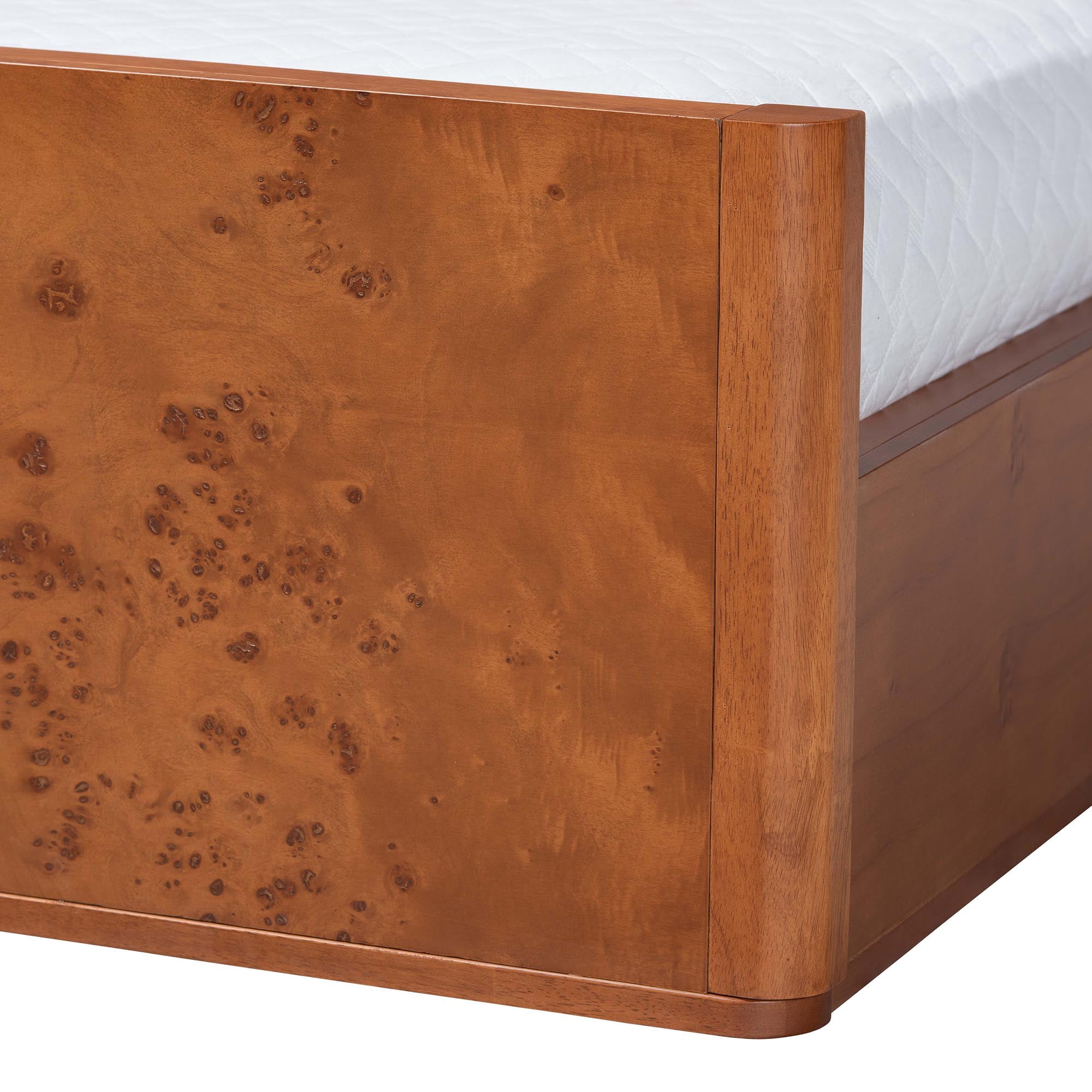 bali & pari Fuentes Modern Platform Bed, Queen, Light Cherry Mappa Burl