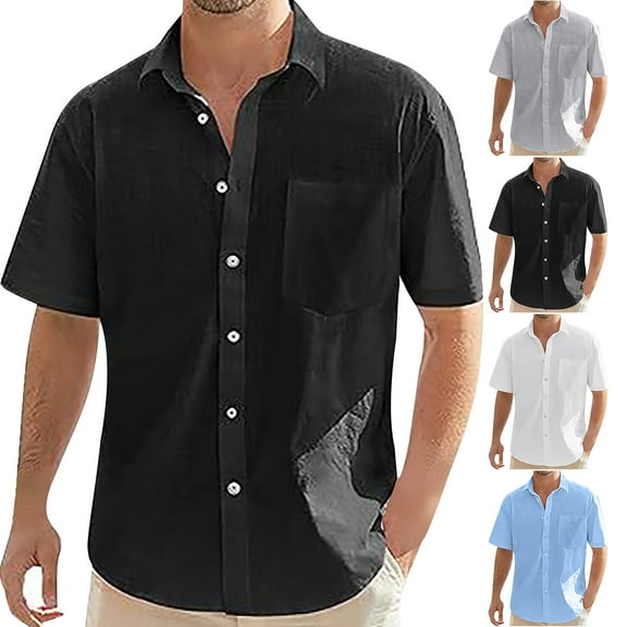 Mens Shirts Long Sleeve Men's Dress Shirts Fashion Casual Solid Color Shirts for Men Turndown Collar Blouse Regular Oxford Tops with Pocket