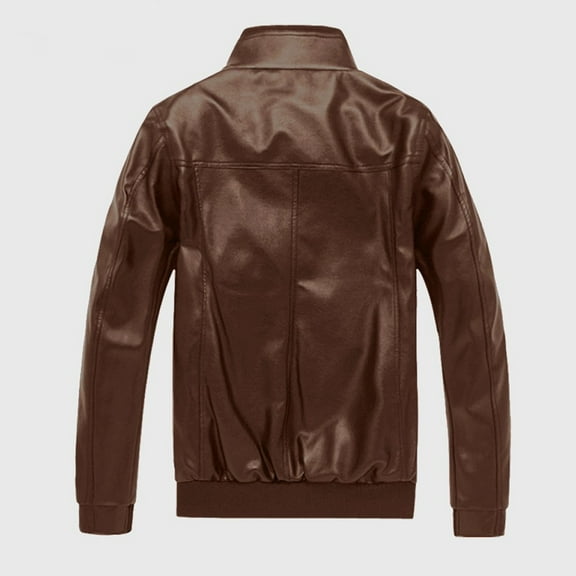 LYXSSBYX Winter Jackets for Men Clearance Men's Winter Leather Jacket Biker Motorcycle Zipper Long Sleeve Coat Top Blouses