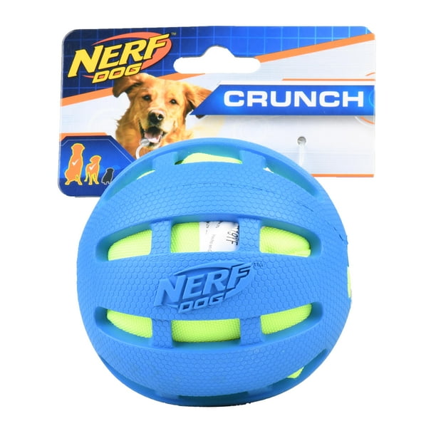Nerf Dog Checkered Crunch Ball Dog Toy, 3.8", Blue & Green Walmart
