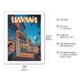 thumbnail image 2 of Havana Cuba - Vintage Travel Poster by Kerne Erickson - Bamboo Fine Art 290gsm Paper (Unframed) 17x22in, 2 of 4