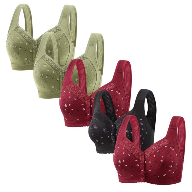 LOVZFMLL Bras for Women 5pc Woman's Comfortable Lace Breathable Bra Underwear No Rims Green 5XL
