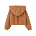 thumbnail image 5 of Girls Corduroy Jacket Hooded Cropped Zip-Up Lightweight Fall Coffee,Size 8 T, 5 of 9