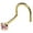 Yellow Gold - 2mm stone, variant on 22G Solid 14Kt Gold Nose Screw Stud with Prong Set real Pink Tourmaline Gemstone, 14kt Yellow Gold or 14kt White Gold - October Birthstone Nose Ring-NSYG_PTM-2MM