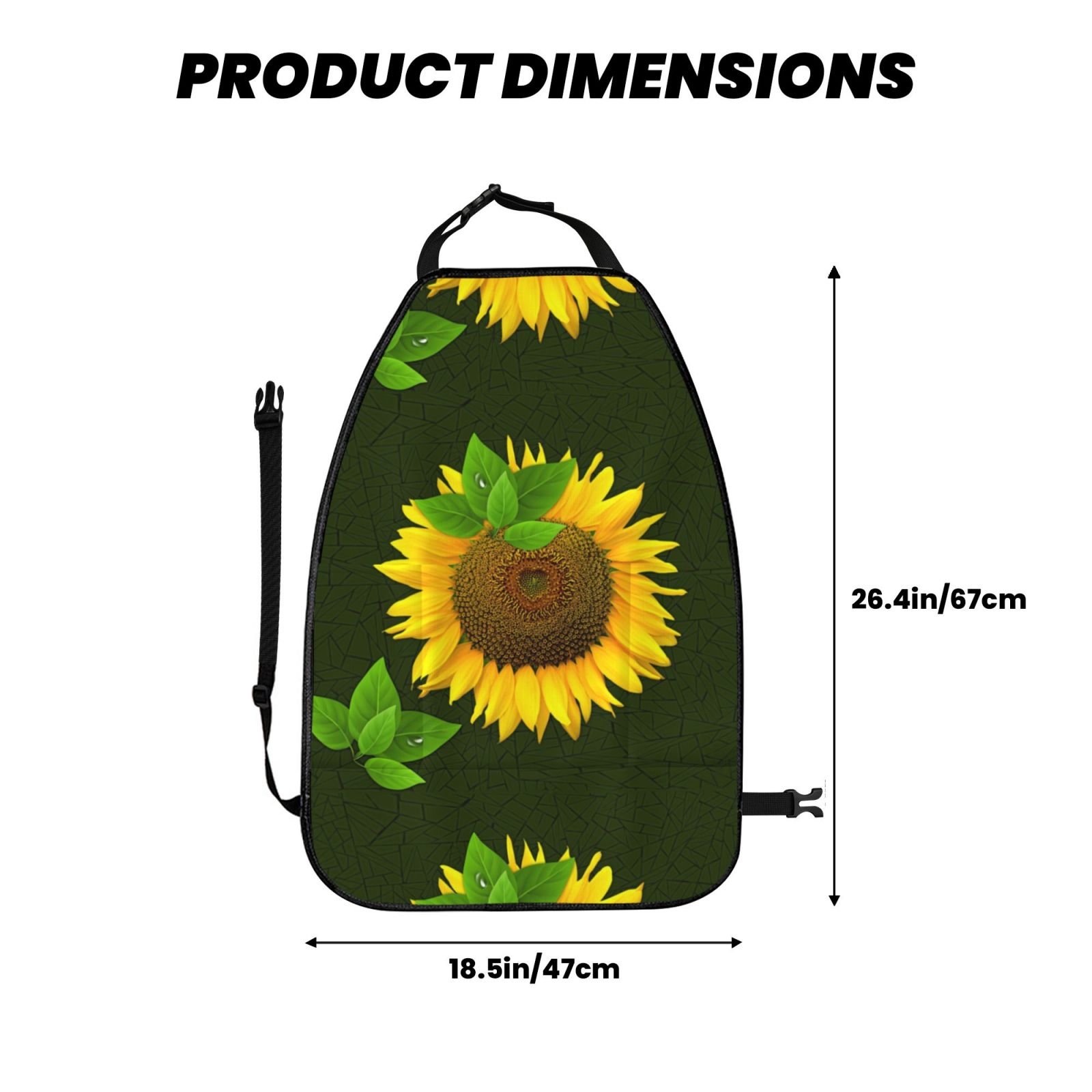 Xecao Sunflower Pattern Car Seat Back Protector 2 Pack Large Capacity Pocket, Kick Mats Back Seat Protector
