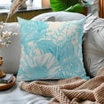 thumbnail image 5 of Vintage Flowers Pillow Covers 20x20 Inch Set of 2 Aqua Turquoise Floral Leaves Decorative Square Throw Pillows For Couch Rustic Square Pillow Cases Home Decor For Living Room Sofa Porch Outdoor, 5 of 6