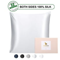 Silk Pillowcase for Hair and Skin, 22 Momme Silk Pillow Cases Covers with Zip King Silver