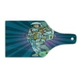 thumbnail image 2 of Astronaut Cutting Board, Galaxy and Severed Alien Head Masculine Space Era Fighters Design, Decorative Tempered Glass Cutting and Serving Board, Wine Bottle Shape, Teal and Coconut, by Ambesonne, 2 of 5