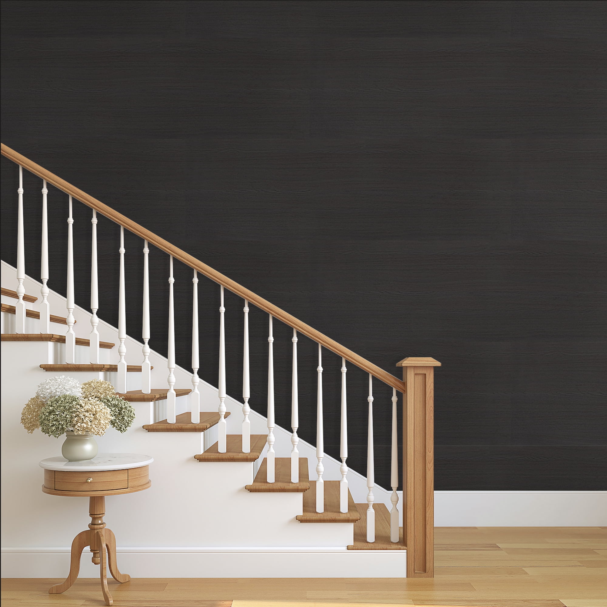 UMIGGEE 17.7-in x 393-in Black Wood Peel and Stick Wallpaper Wood Grain Contact Paper Removable Self-Adhesive Wall Paper Film for Furniture Decoration