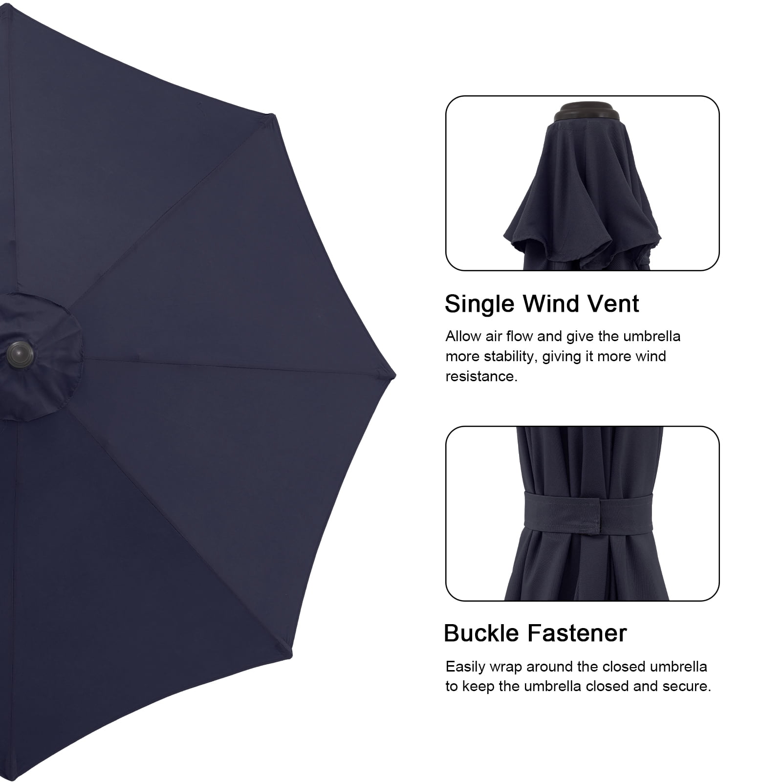 COBANA 9ft Patio Umbrella with Base Included, Outdoor Market Table Umbrella with Crank Tilt and Umbrella Stand Weights, Dark Blue