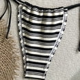 thumbnail image 4 of YTCAMLO Women's Colorblock Stripes Bikini Sets Summer Trendy Halter Tied Triangle High Cut Thong Cheeky Two Piece Bathing Suit, Black L, 4 of 8
