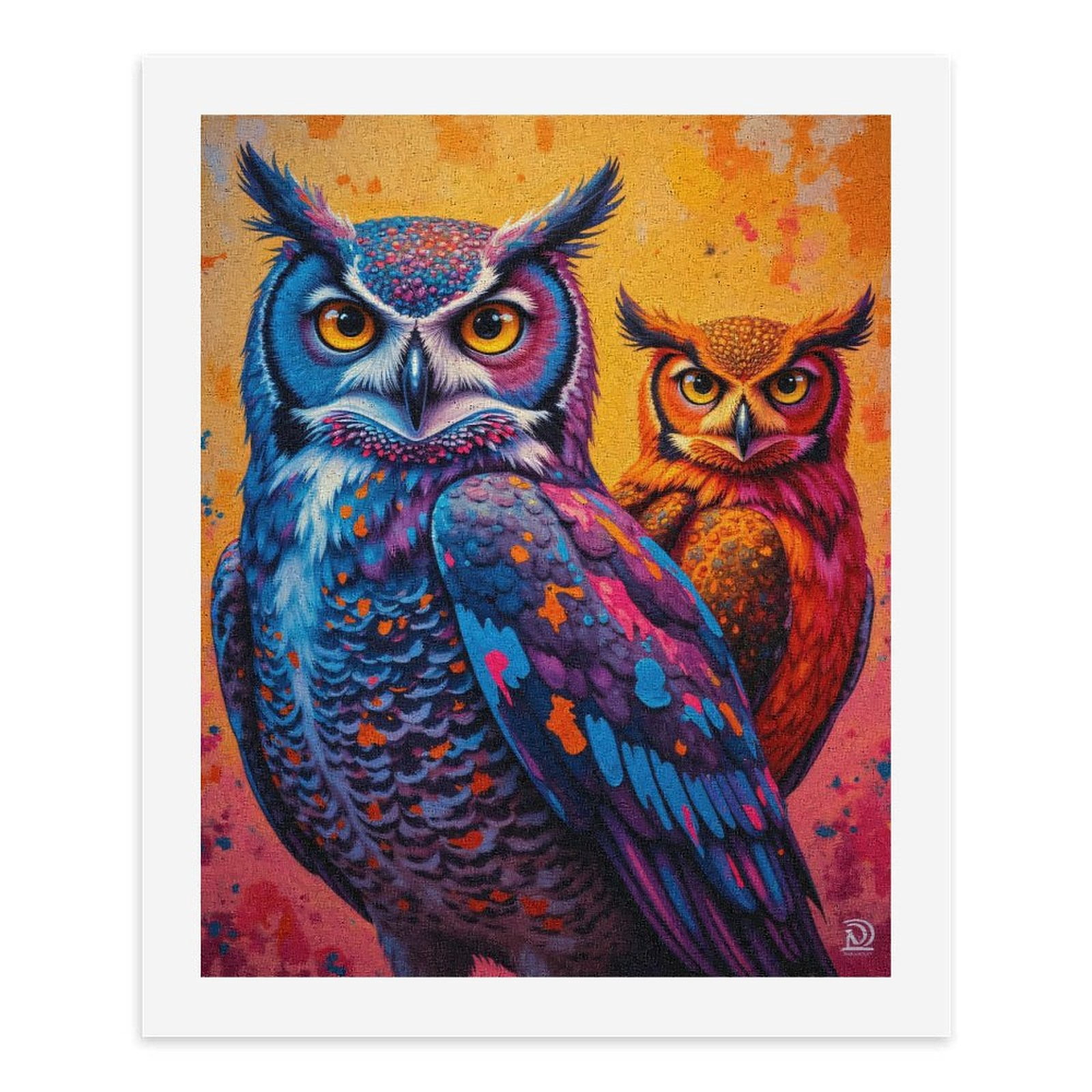 Paint By Numbers Kit for Adults Beginner - DIY Colorful Owl Duo Art Fantasy Canvas Painting Kits for Adults, Frameless Paint By Number for Adults for Home Wall Decor 16x20 Inch