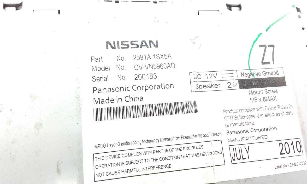 Pre-Owned 2011 Nissan Murano CD Player Radio OEM - Verify Specific Vehicle Fitment In Description - (Good)