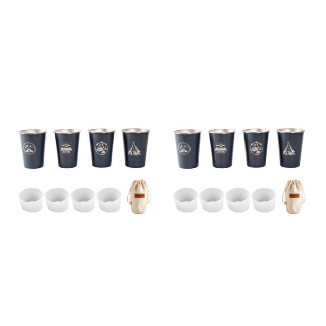 QualitChoice 4 Piecs Wine Tea Mug Outdoor Beer 350ML Water Cups Printed Pattern Metal for Travel Picnic BBQ Utensils Cooking type8 2PCS