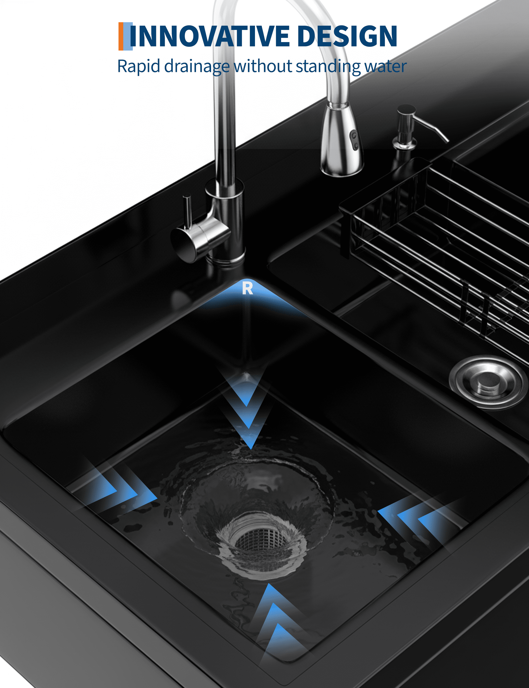 47.5" W x 24" D x 38.9" H Heavy-Duty Freestanding Utility Sink – Stainless Steel Commercial Basin with Pull-Out Faucet