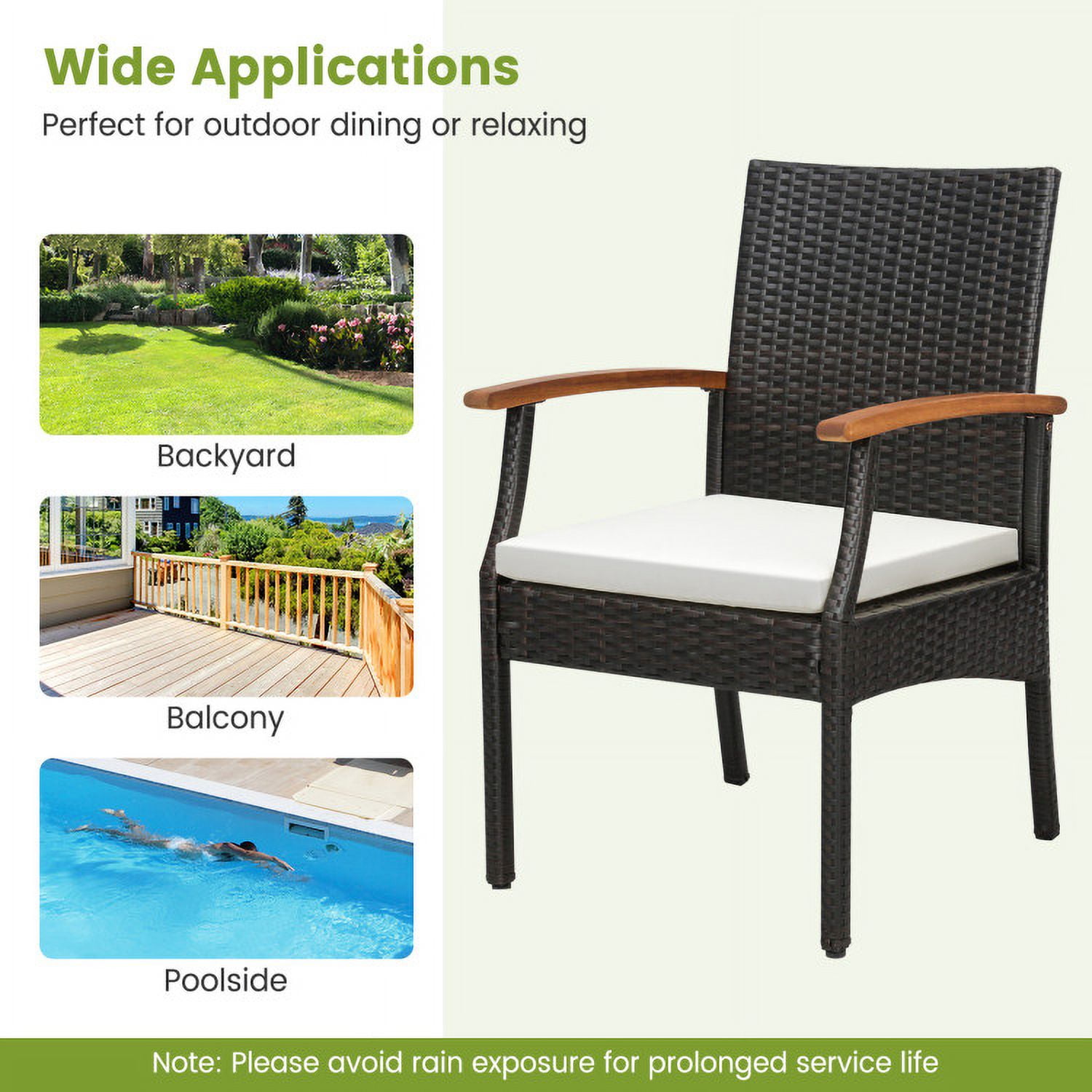 Aimee Lii 5 Pieces Patio Wicker Chair and Dining Table Set with 2 Inch Umbrella Hole, Outdoor Patio Furniture