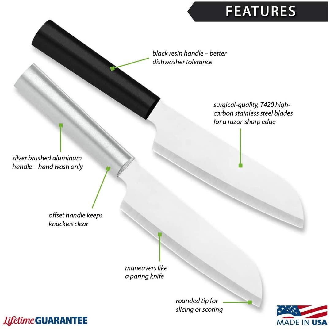 Rada Cutlery Cook's Utility Knife, Silver Handle, Pack of 2