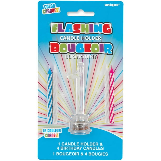 Happy 1st. Birthday Flashing Number Candle Holder with 4 Birthday Party