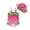 Watermelon Red, variant on DGQPLPD Girls One Piece Swimsuit Sun Swimwear Long Sleeve Rash Guard and Hat Set for Baby Toddler Summer Beach Pool Activities Pink 18-24 Months