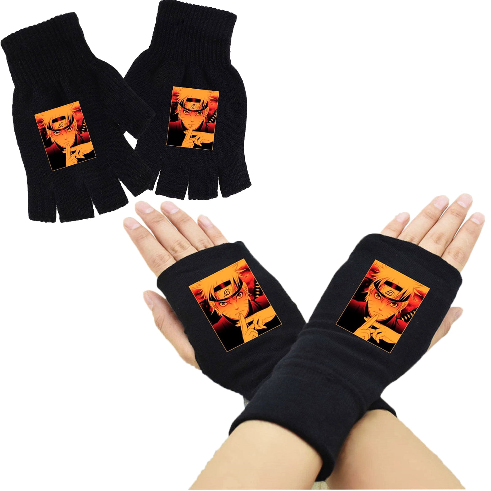 Style 01 Cute Cartoon Anime Cosplay Fingerless Gloves Winter Soft Warm Knitting Gloves fanáticos del Anime KroY PecoeD Anime Naruto Knitted Gloves 