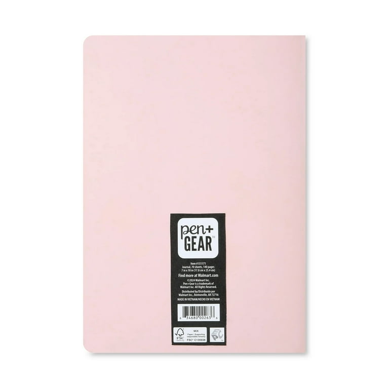Pen+Gear Pink Stitched Spine Journal with Vegan Leather