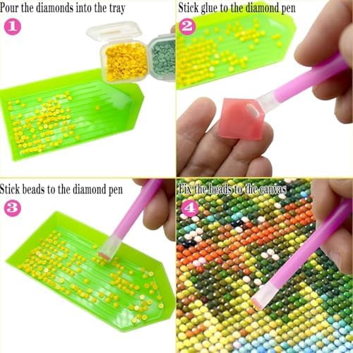 YNGLLC 94PCS 5D Diamond Art Painting Tools and Accessories Kits,with 20 Plastic Diamond Trays,20pcs Glue Clay,20 Diamond Art Painting pens,Non-Slip Clips,tweezer,and Diamond Crreection