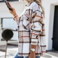 thumbnail image 4 of Leesechin Womens Winter Padded and Thickened Plaid Lapel Woolen Cloth Coat Long Sleeve Jacket Overcoat Outwear, 4 of 6
