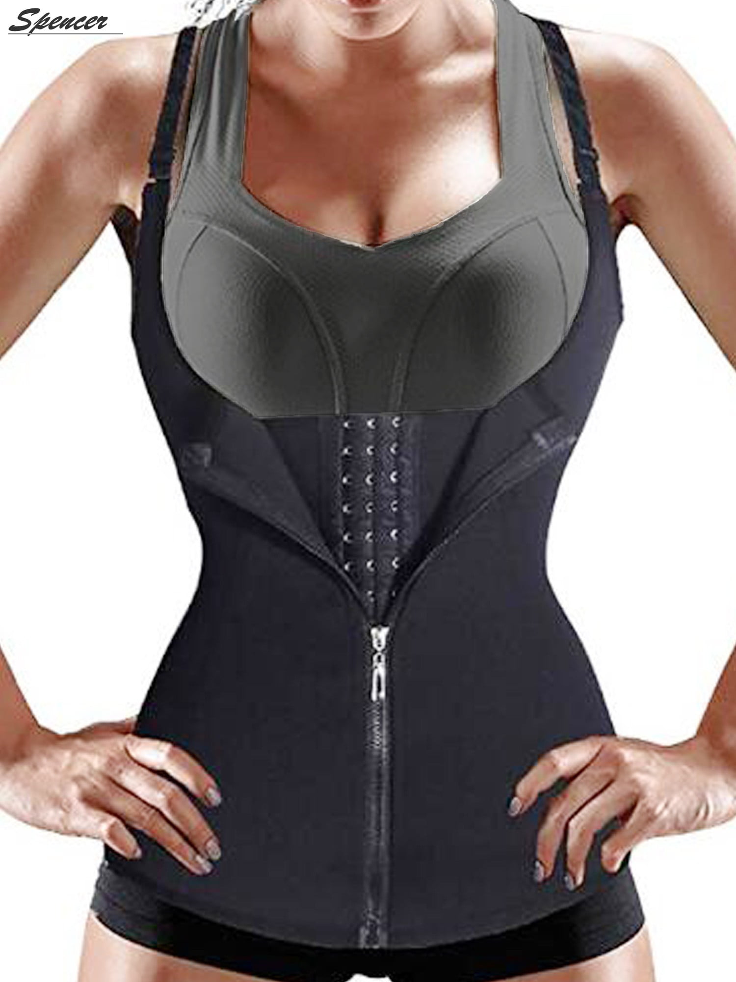Hot Shapers Sauna Sweat Vest Waist Trainer Women Body Slimming Trimmer Corset,Black,XL
