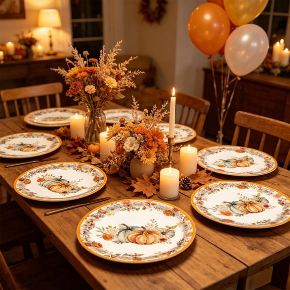 Eagokdc Paper Plates for 80 Guests, 7 Inch Eco-Friendly Plates, Autumn-Themed Dish Sets for Harvest Celebrations, Party Supplies, Gatherings