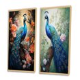 thumbnail image 3 of Designart "Luminous Peacock" Peacock Framed Wall Art Set Of 2 - Blue Animals Framed Canvas Set For Living Room Decor, 3 of 6