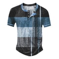 thumbnail image 2 of WERYOUNG Mens T-Shirts Summer Color Block Retro Tees Short Sleeve Button Down Casual Tees Trendy Tops L, 2 of 3