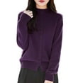 thumbnail image 5 of Cardigan Sweater for Women Long Sleeve Round Neck Knitted Button Down Women Cardigan Open Front Dark Purple Layering Top Fall Outfits for Women, 5 of 5