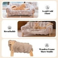 thumbnail image 5 of Elevated Cat Couch Bed for Indoor Cats, Wooden Cat Sofa with Removable Washable Fluffy Cover Raised Kitty Lounge Chair Suitable for Puppy(Cat Sofa Khaki), 5 of 12
