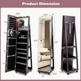 thumbnail image 4 of Giantex Lockable Jewelry Cabinet Armoire, 64" Standing Jewelry Organizer w/ Built-in Makeup Mirror, Purple, 4 of 9